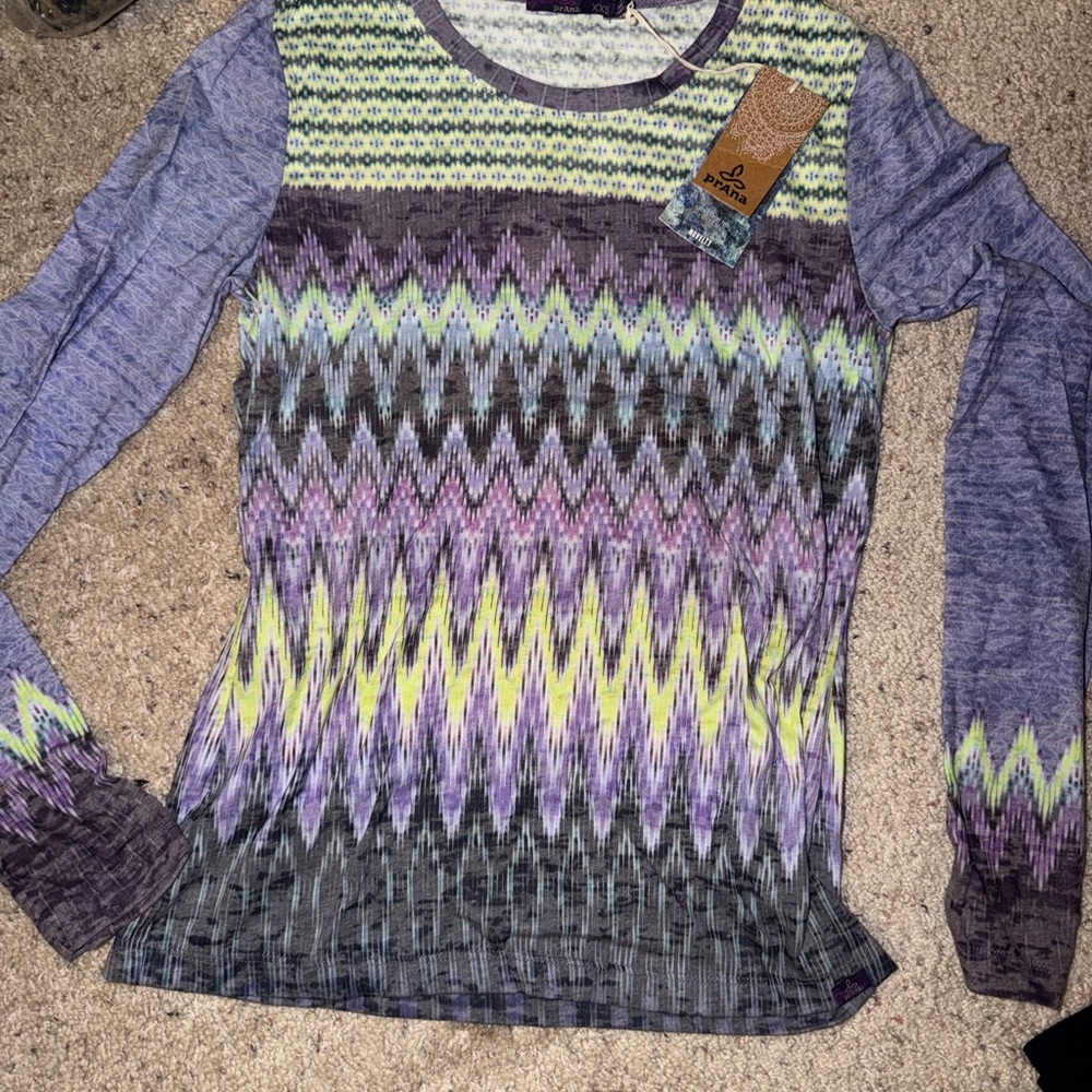 Prana Lottie Active multicolor yoga Long sleeve Top size XXS